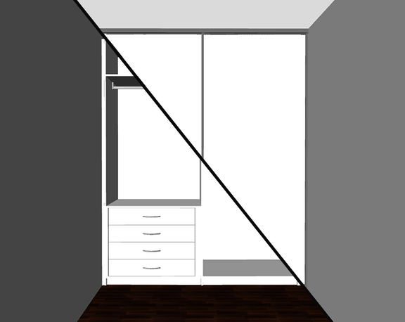 Configuration example sliding door + wardrobe 2-panels
